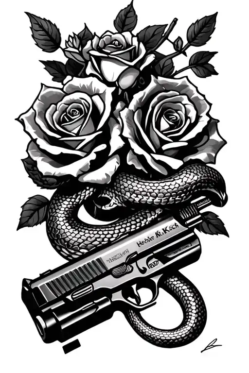 Pistole Heckler & Koch Sfp6 With Roses And Snake