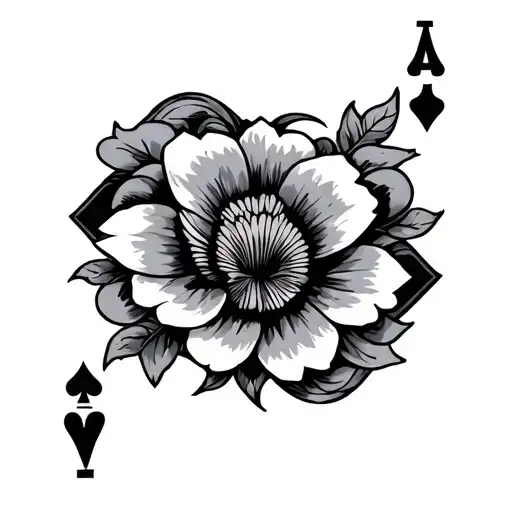 Ace Card With Flower Intertwined