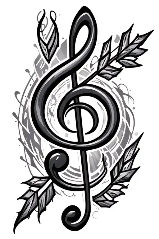 Treble Clef Arrows Music Note Intertwined
