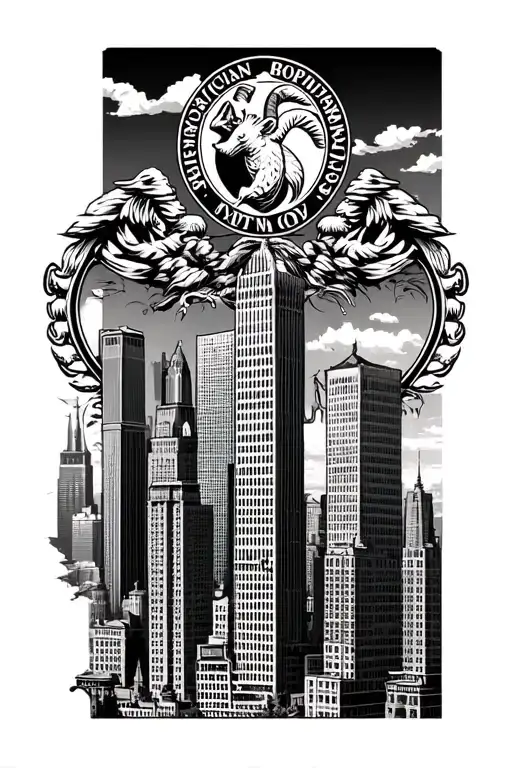 Nyc Skyline Buildings With Dominican Tribute Along With Capricorn Insignia