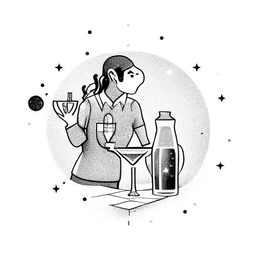 A Bartender Mixing Cocktails With Constellations In The Background