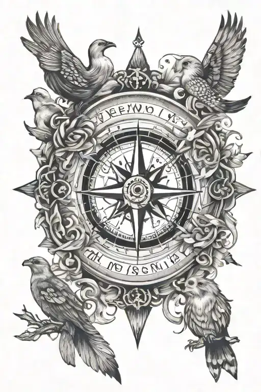 Compass Surrounded By Various Animals