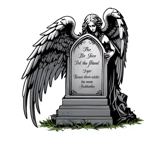 Weeping Angel Wings Wrapped Around Gravestone