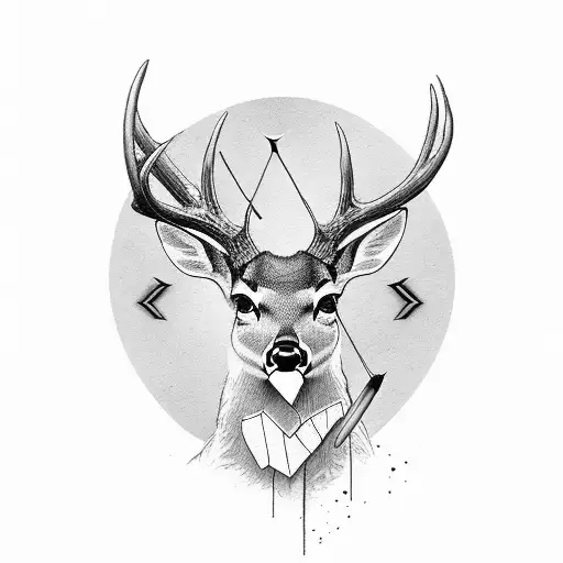 Deer With An Arrow In Its Mouth