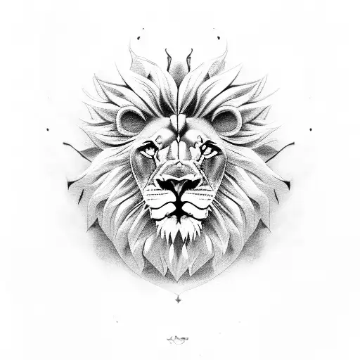 Lion Head Over Crosss