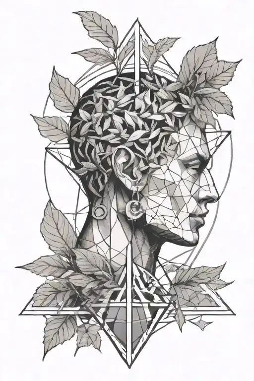 Atlas With Leaves On The Side And Geometric Line Drawing