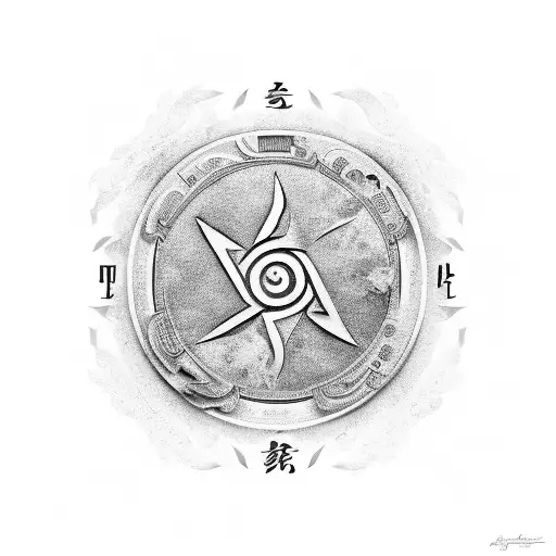 A Stylized Pharmacist Symbol Incorporating Elements Of Asian Art And The Yin And Yang Concept