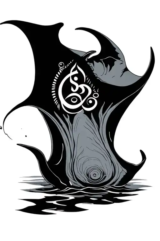 Manta Ray With Sanaism Symbol And Pranayama