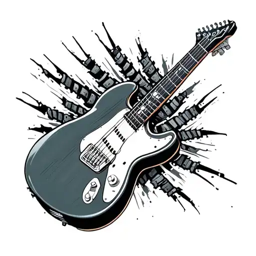 A Guitar Neck With Tire Tracks Wrapping Around It