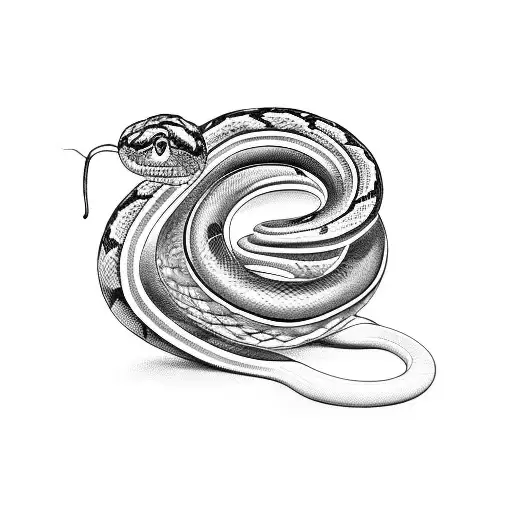 A Tattoo Design Of A Snake Coiled Around A Computer Mouse In A Black-grey Style