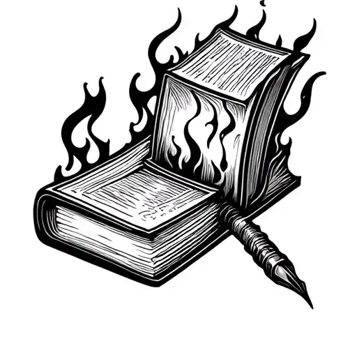 Closed Tome Book With Flame Engraving