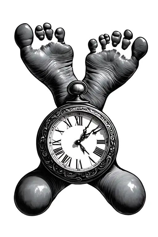 Baby Foot Print Next To Clock
