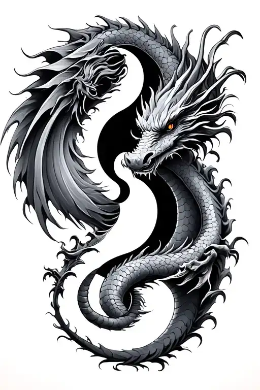 2 Dragons Yin Yang Symbol Formed