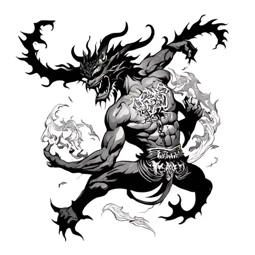 Sumari Fighting Oni Demon Back