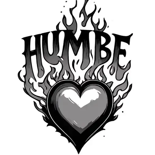 A Tattoo Of The Phrase Humbe And A Heart On Fire