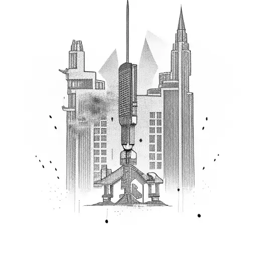 Two Glocks With Building In The Background