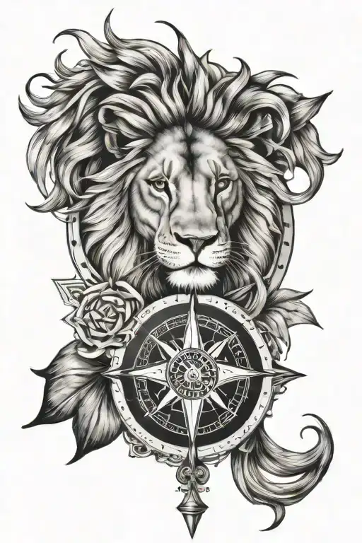 Lion And A Compass Rose