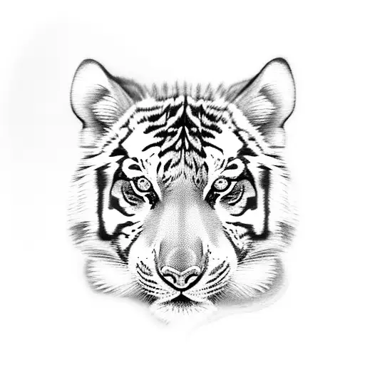 Half Tiger Face Half Wolf Face With Teeth Open