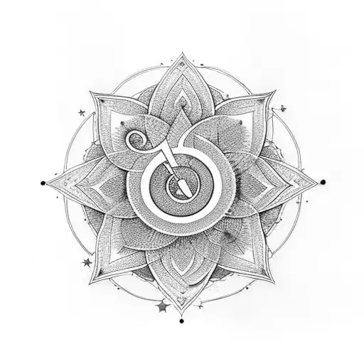 Unalome Treble Clef Lotus With The Stars