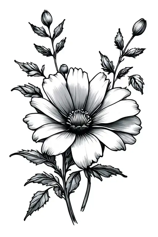 Small July And February Birth Flower Tattoo Design