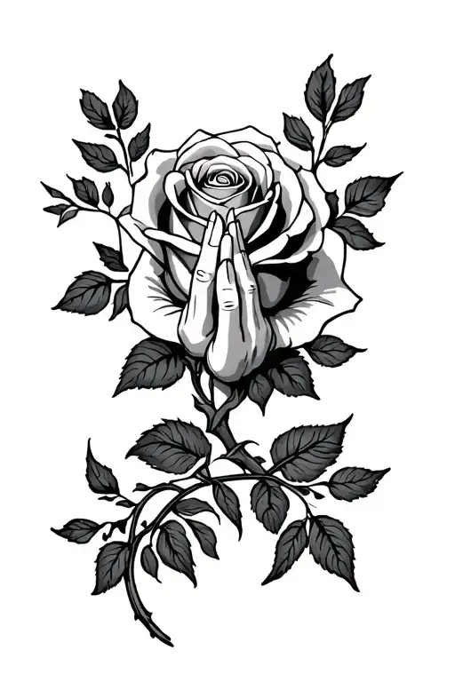 Rose And Prayer Hands