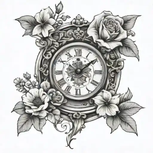 Sand Clock And Wild Flowers Growing