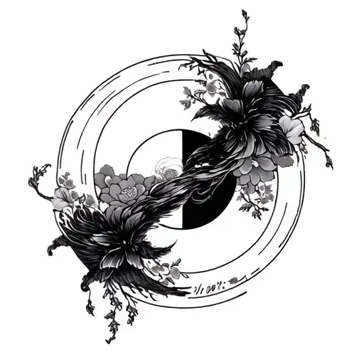 Circle Design In Middle With Japanese Style Around It