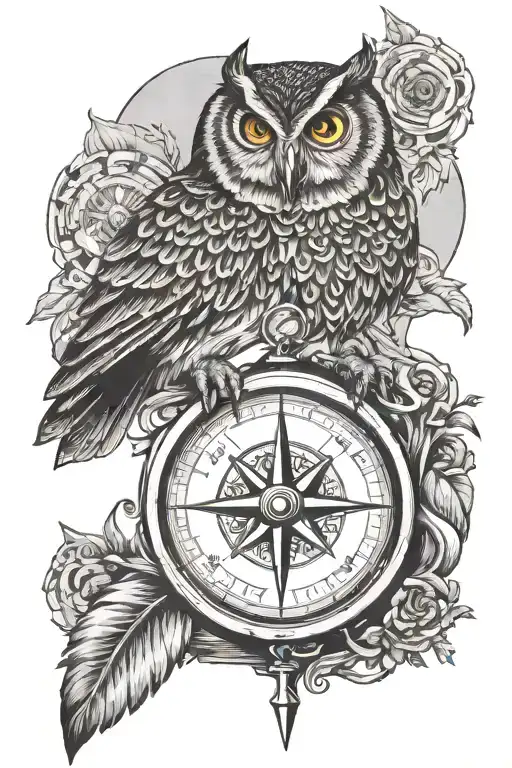 Compass With Owl Perched On Top
