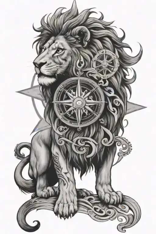Lion With Compass Rose