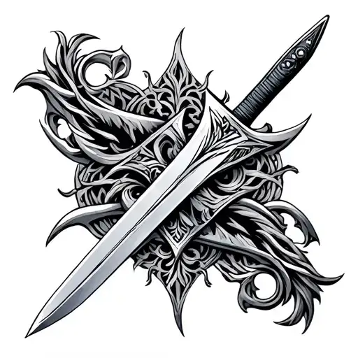 Postmortem Sword With Neotribal Style On The Sides