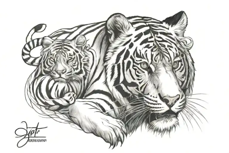 White Tiger And Clock
