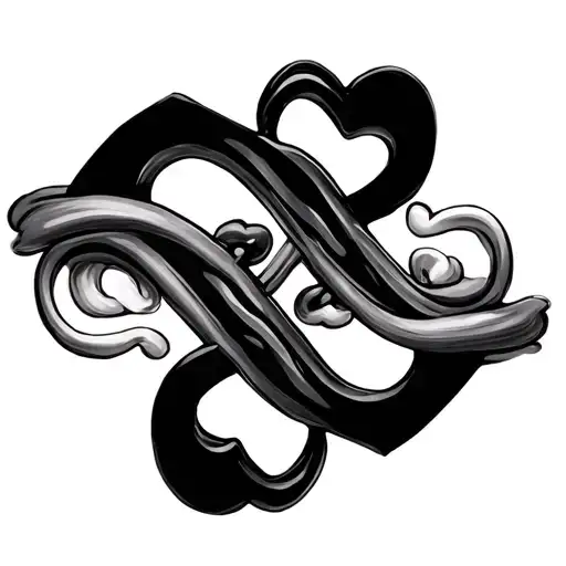 Four Hearts On Infinity Symbol Black And White Png