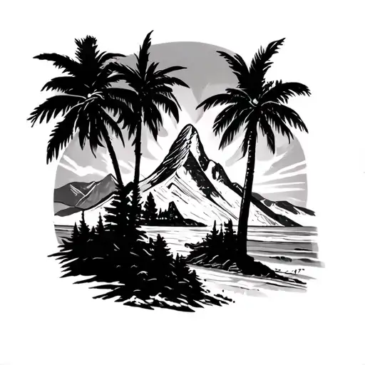 Switzerland Matterhorn Snow Ski And Florida Beachesand Palm Tree Mixed