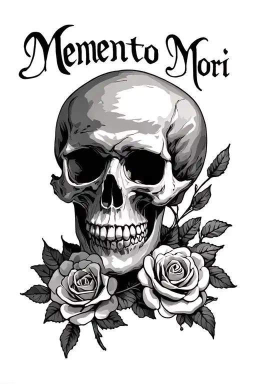 Memento Mori Written With A Skull Above It