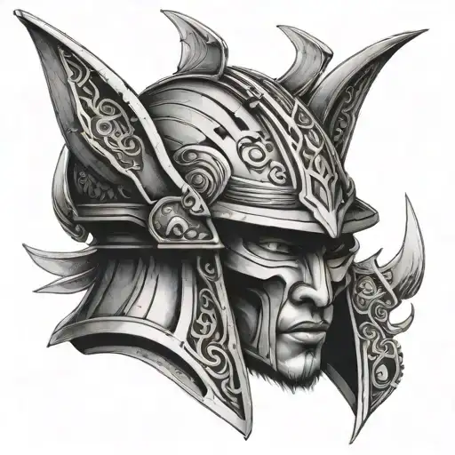 A Modern Interpretation Of A Samurai Helmet With Futuristic Elements