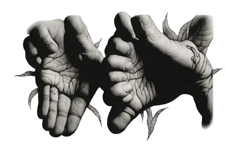 Two Baby Hands Reaching For Each Other