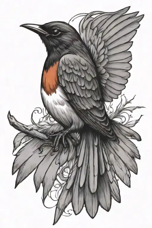 American Robin Flying