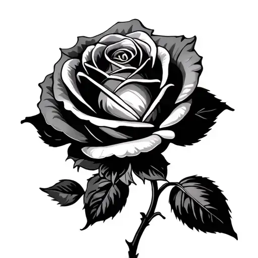 Rose With Stem Ending With Name Written In Cursive Font