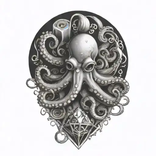 Octopus Wrapped Around D20 Dice