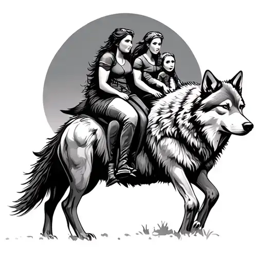 Wolf Pack Wife And 2 Kids Riding