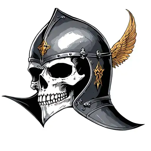 Skull With Knight Helmet