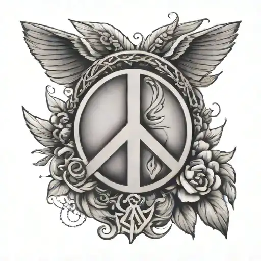 A Phoniex With Peace Symbol Behind It