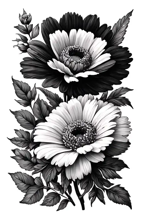 Small July And February Birth Flower Tattoo Design