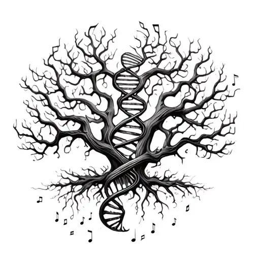Gnarly Dna Tree With Musical Notes