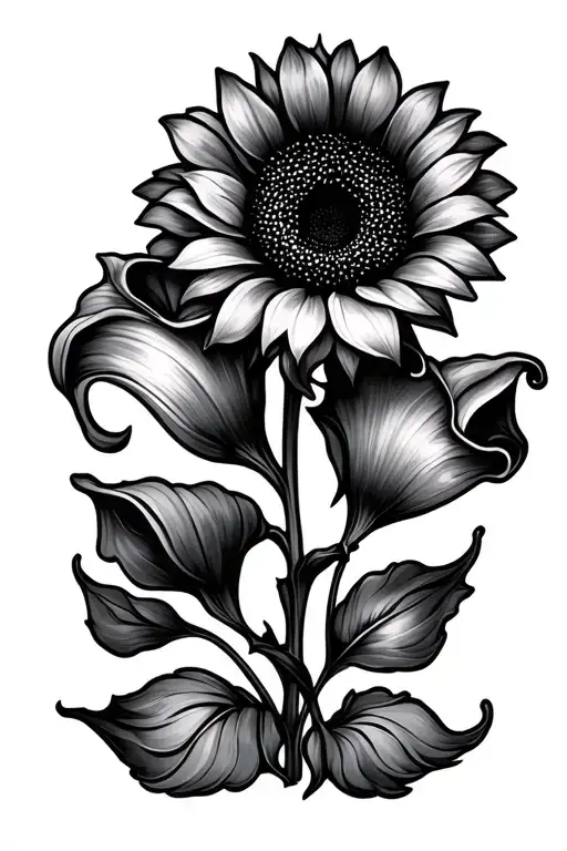 Unconditional Love Symbol With Sunflower And Calla Lily