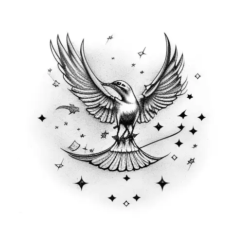 Mockingbird Flying In The Stars Cancer Horoscope Initials Hba