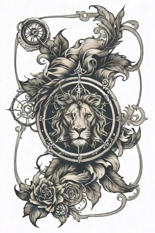 Lion And A Compass Rose