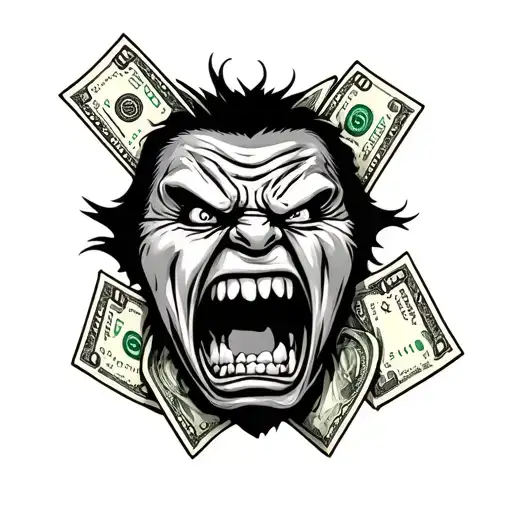 Money And Starving With Angry Face