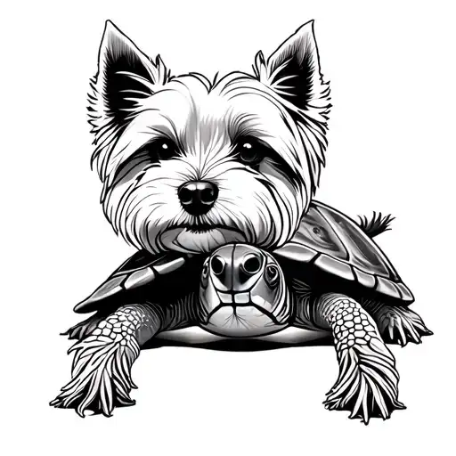 West Highland White Terrier And Red Eared Slider Turtle