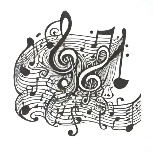 An Abstract Representation Of A Music Sheet With Hidden Animal Figures